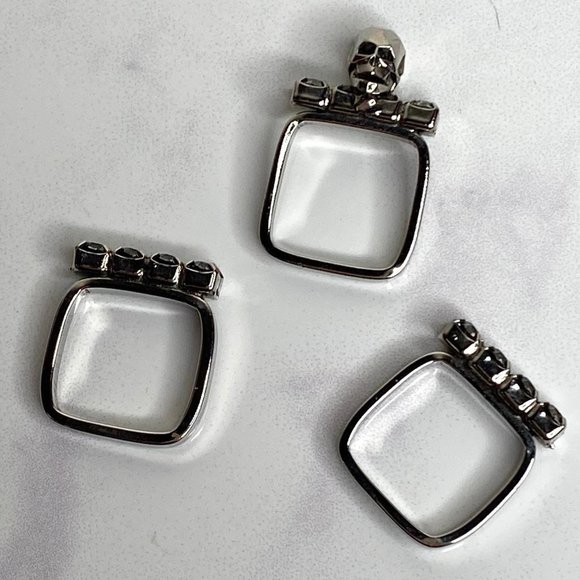 Joomi Lim 3D Skull Silver-Plated Stackable Swarovski Crystal 3 Ring Set Sz 5.5 - Picture 11 of 11